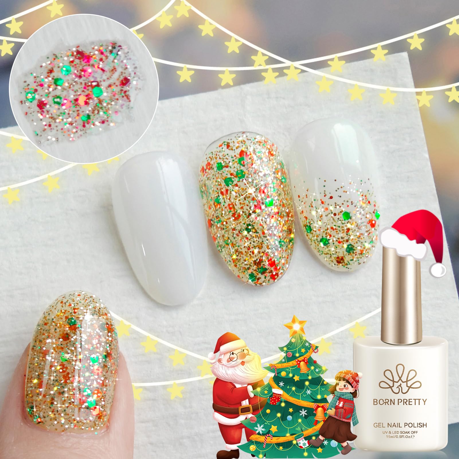Born Pretty Christmas Jelly Glitter Polish red with dazzling sequins for festive nails
