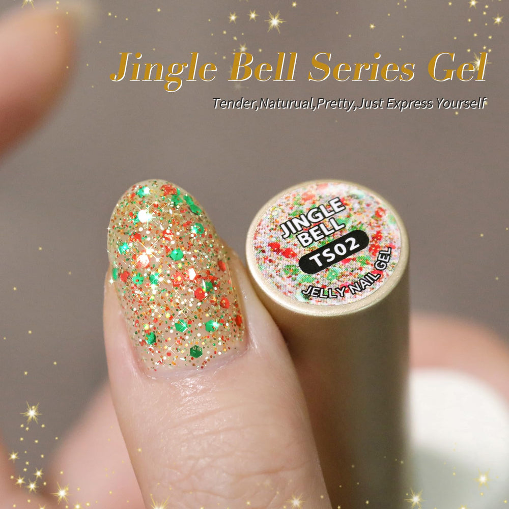 Born Pretty Christmas Jelly Glitter Polish closeup reveals tiny sequins catching light