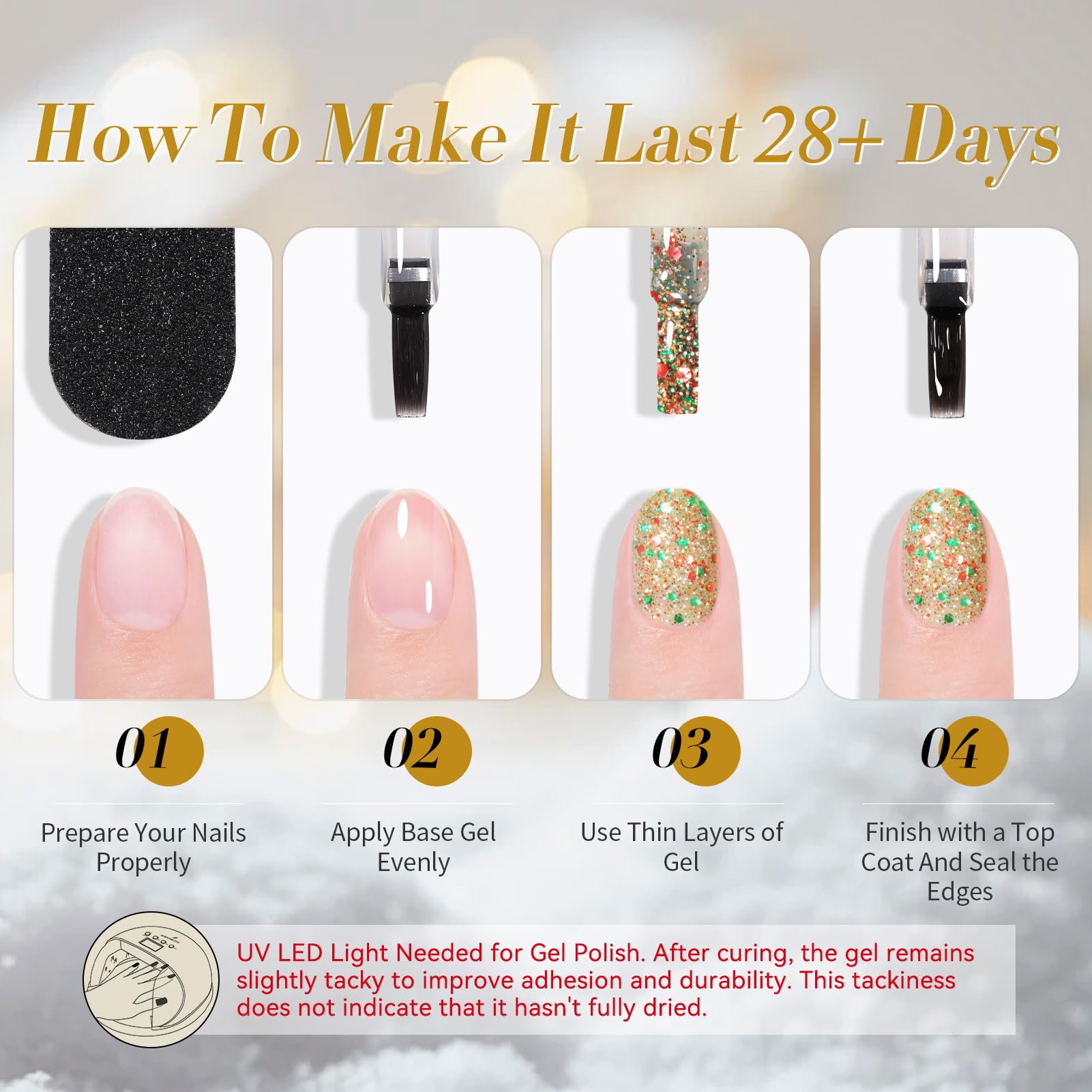 Born Pretty Christmas Jelly Glitter Polish UV/LED compatible for quick manicures