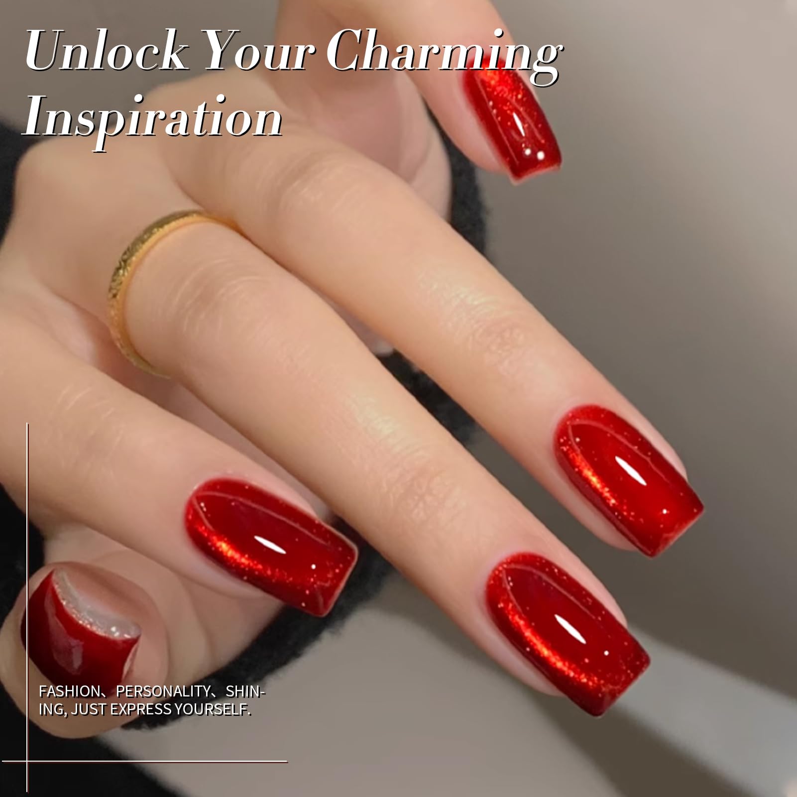 Born Pretty gel polish bottle close-up showing ruby red shimmer.
