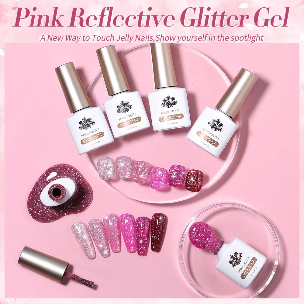 Born Pretty six-pack glitter gel polish kit provides versatile color options.