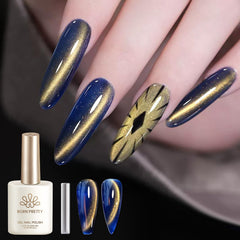 Born Pretty dark blue cat magnet gel bottle showing rich color and shimmer.
