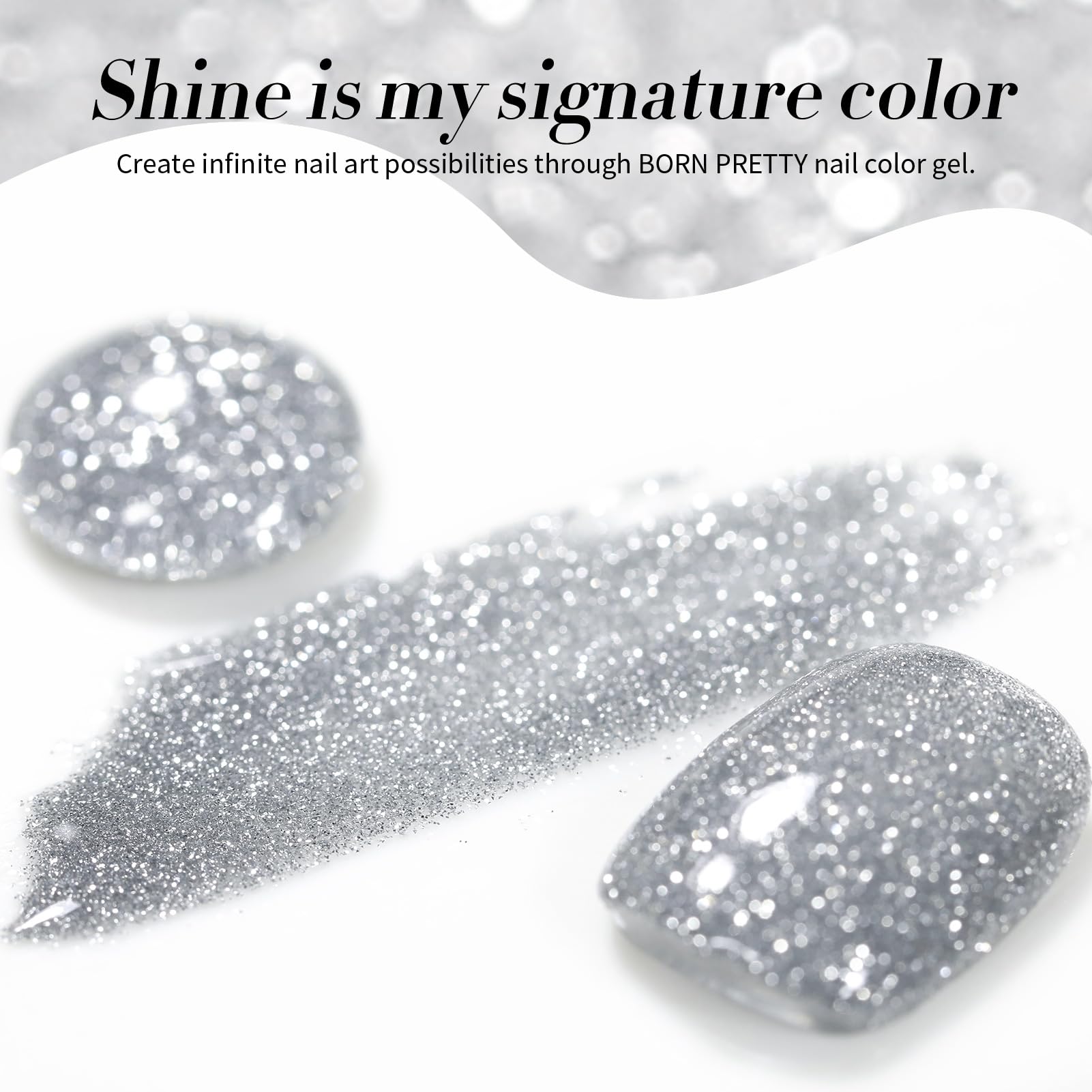 Born Pretty disco-like shimmer under flash creates party looks