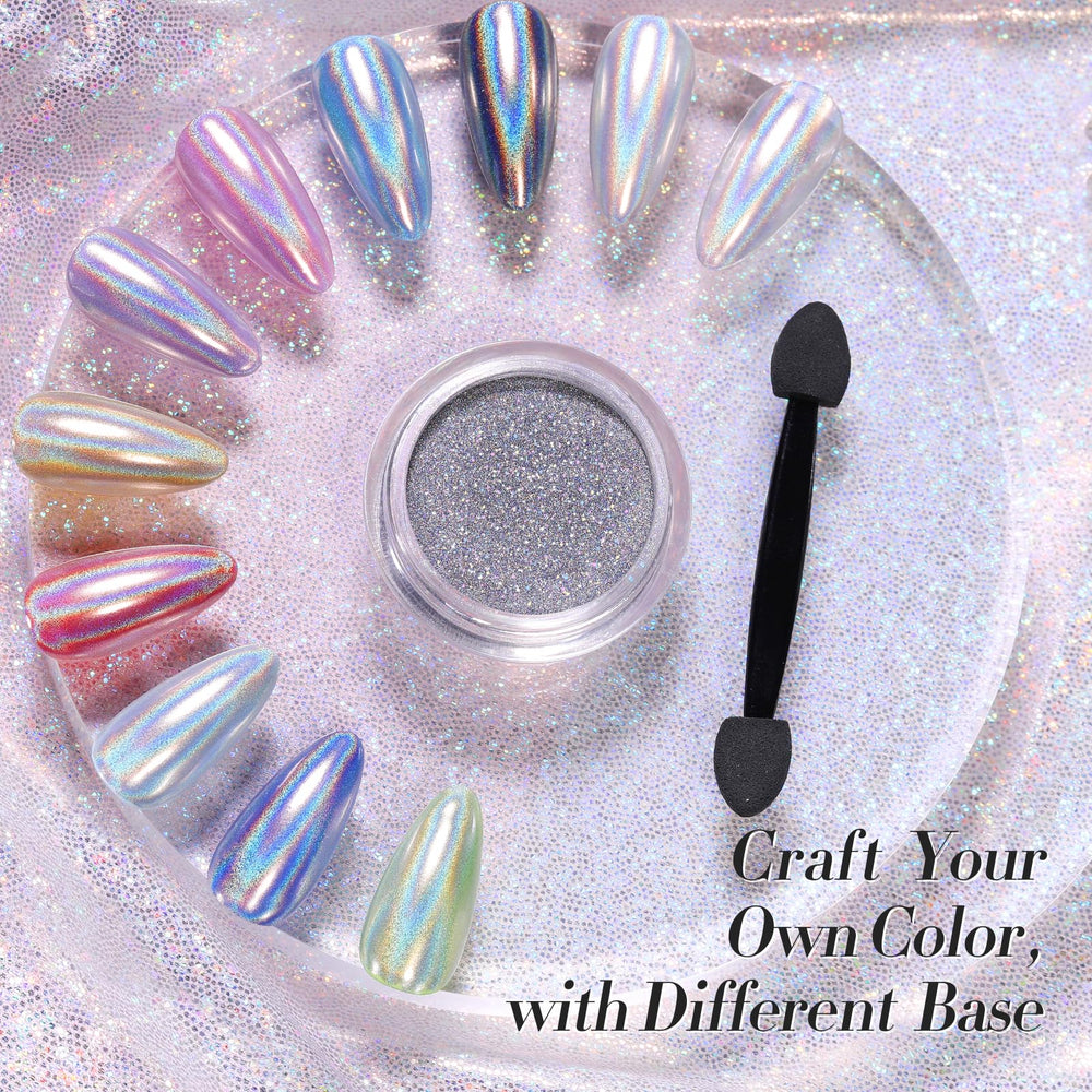 Born Pretty DIY nail art idea with holographic powder and top coat