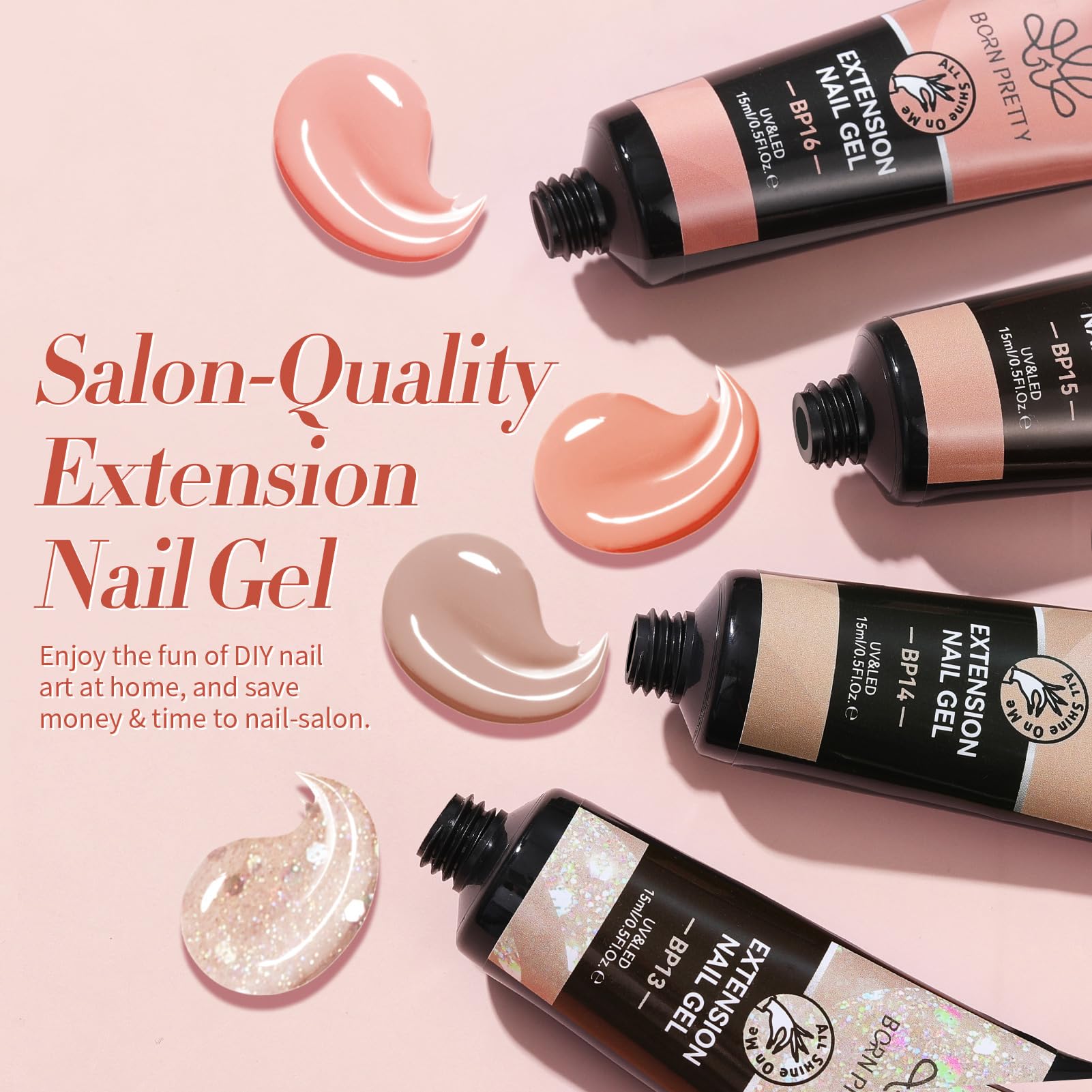 Born Pretty easy-application extension gel demonstrated for neat length and control.
