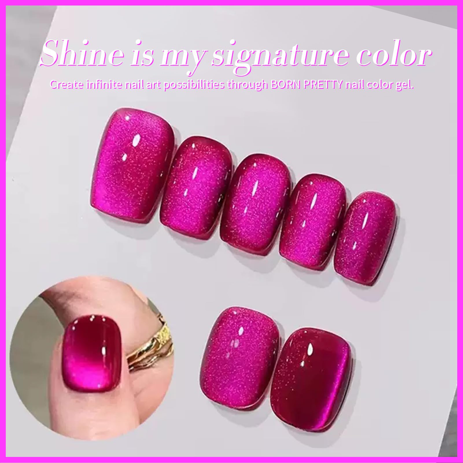 Born Pretty Glass Cat Magnetic Gel polish for a glassy finish on nails