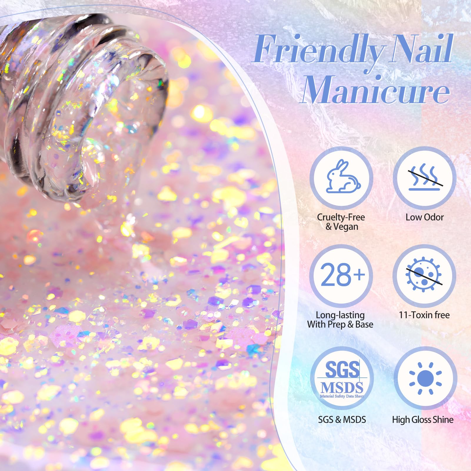 Born Pretty glitter gel polish application brush shown for smooth use