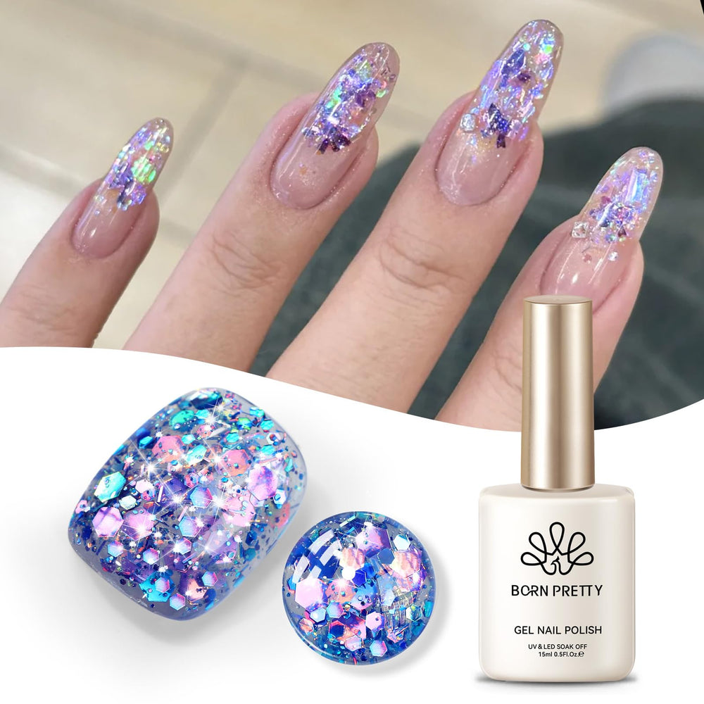 Born Pretty glitter gel polish features multicolor sequins for eye-catching nail designs
