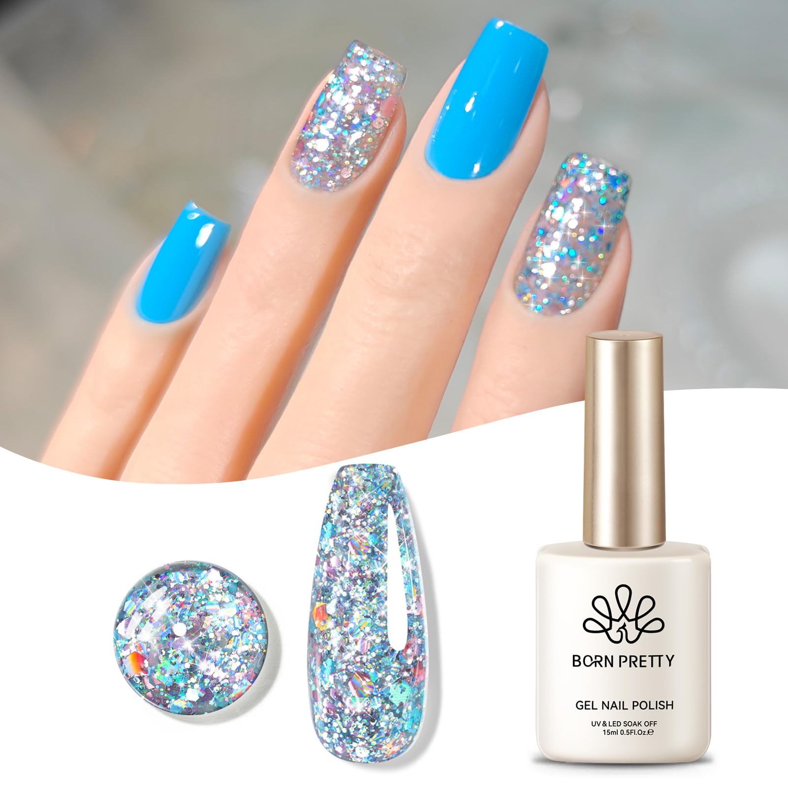 Born Pretty glitter gel polish brush applying for vibrant manicure