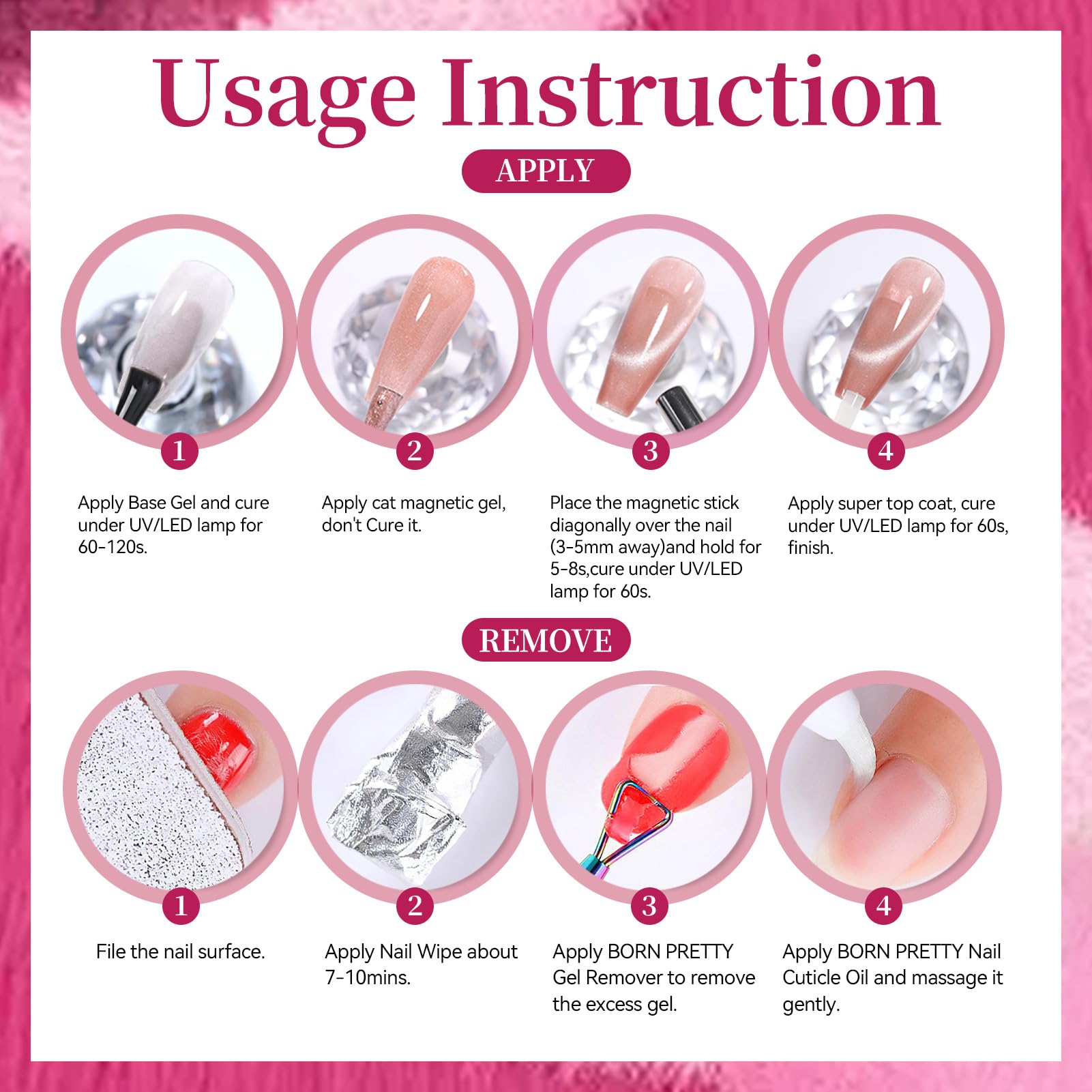 Born Pretty glitter magnetic gel nail polish enhances dramatic sparkle