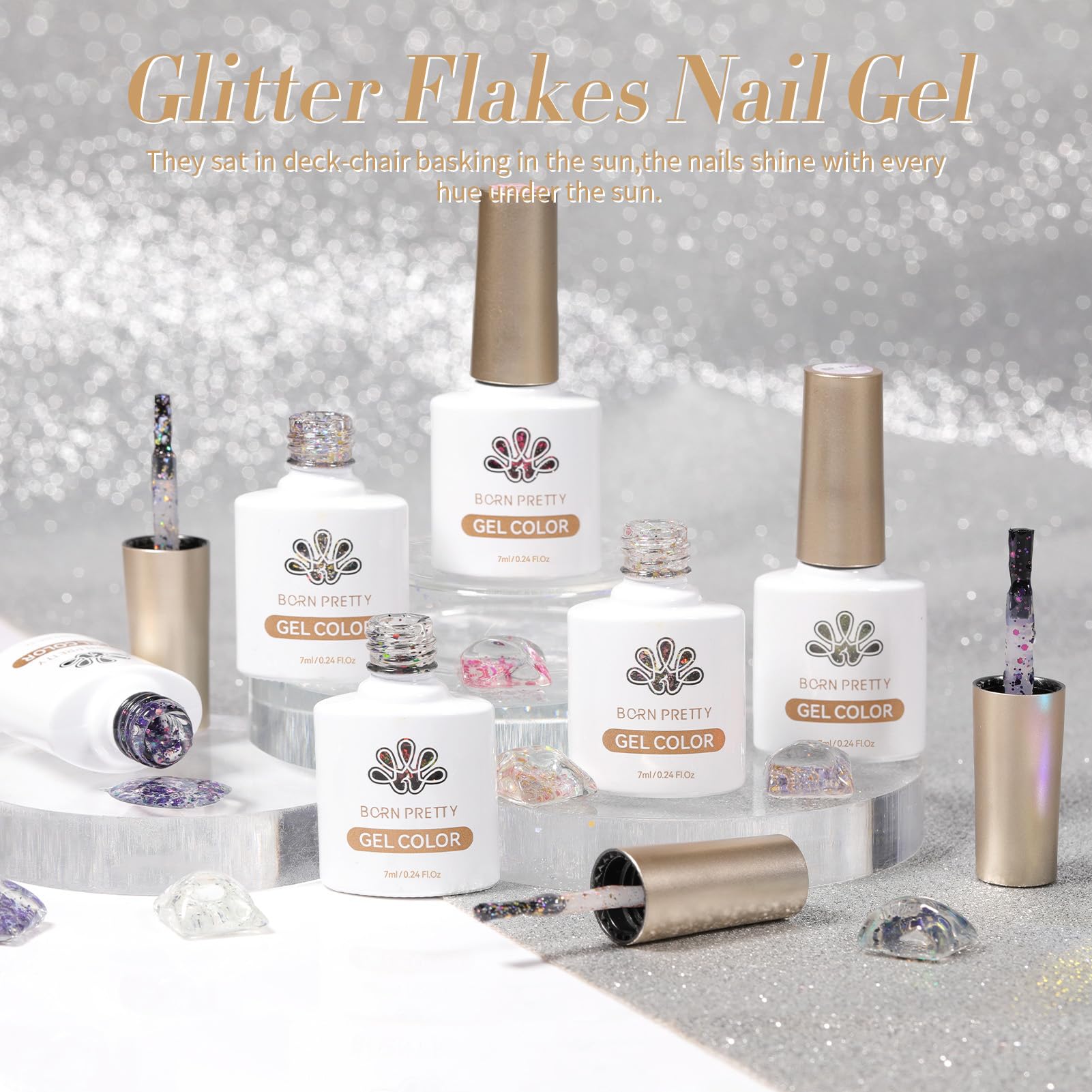 Born Pretty gold glitter gel polish for luxe nail accents and shine