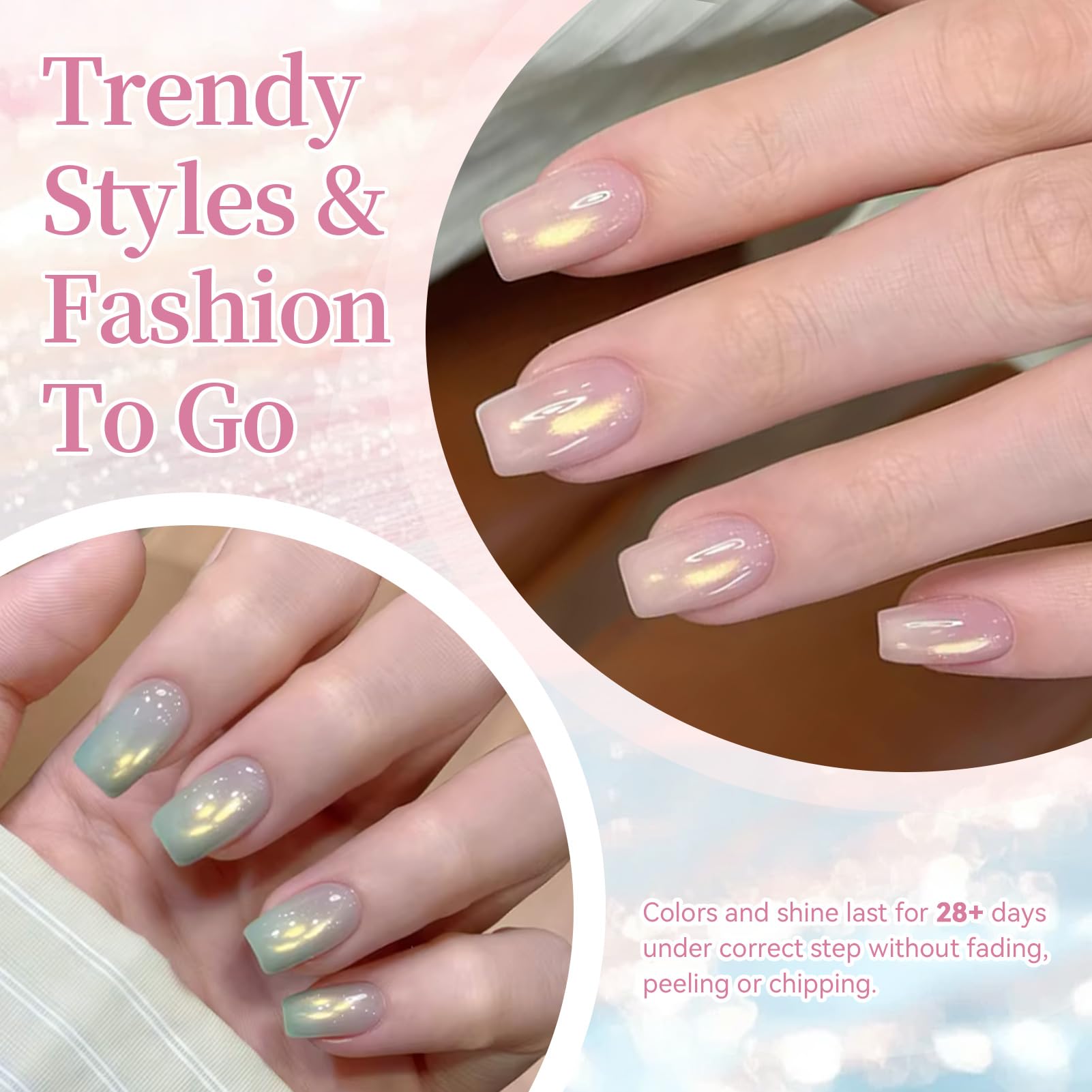 Born Pretty Golden Mirage Cat Magnetic Eye green gel polish creates magnetic accents.