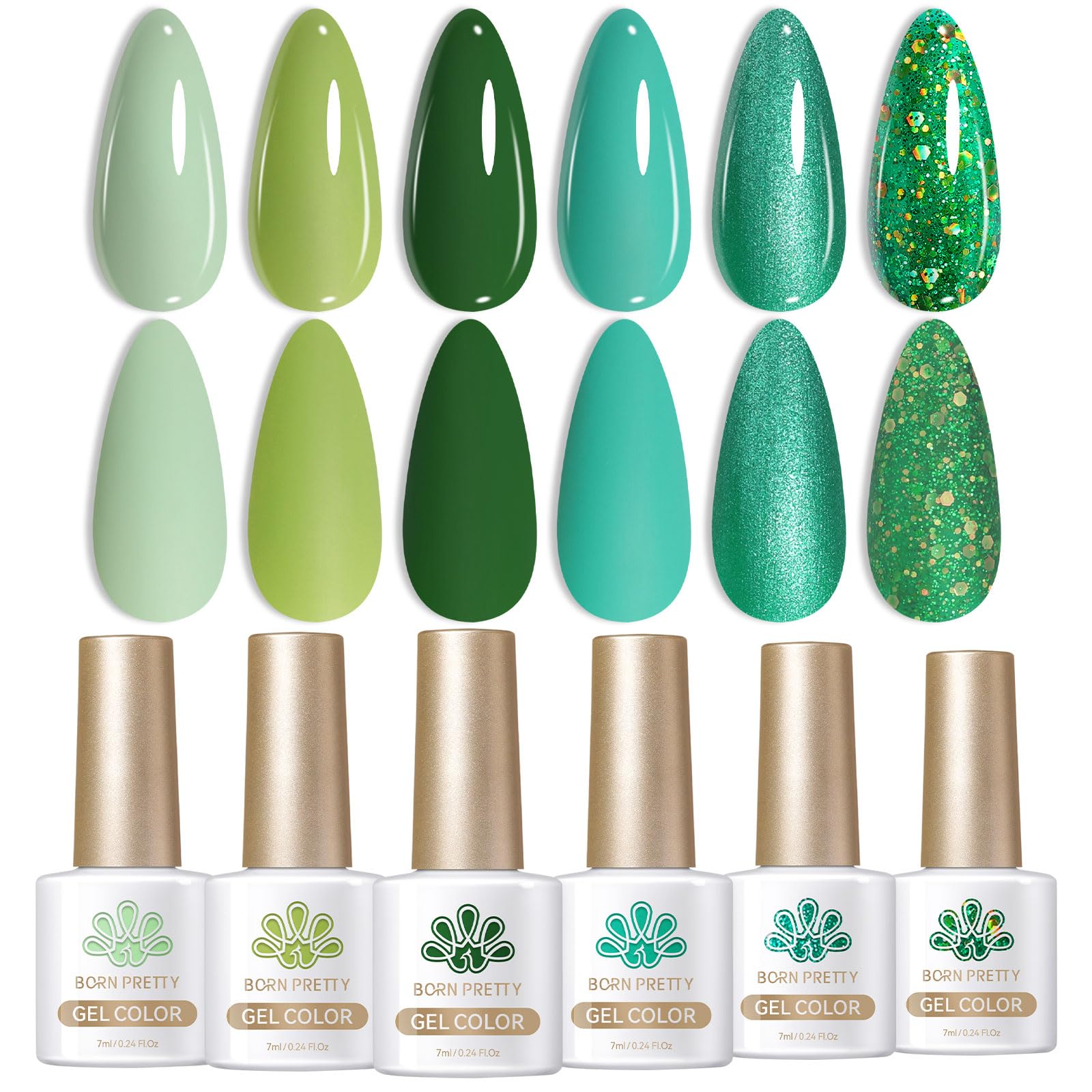 Born Pretty avocado green gel nail polish for at-home manicures with long-lasting shine.