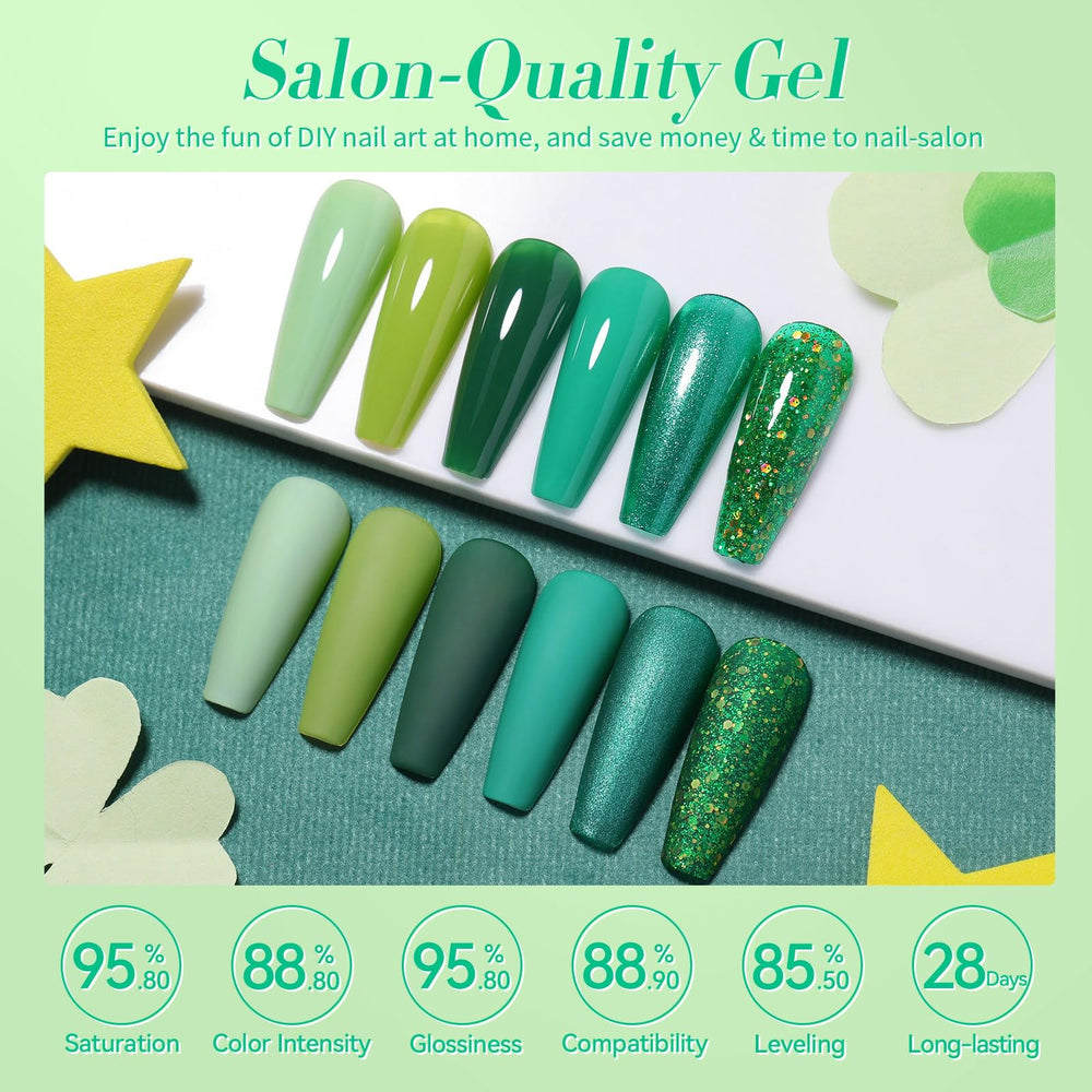 Born Pretty dark green gel polish provides rich color and durability.