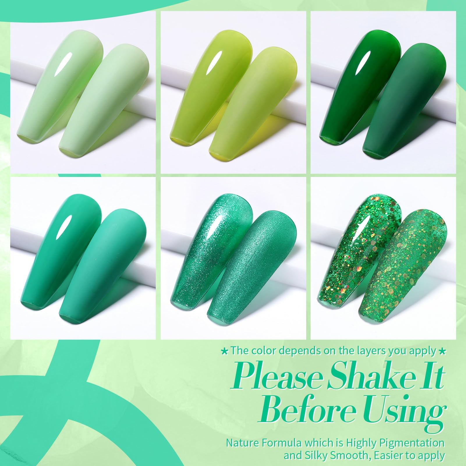 Born Pretty forest green gel polish creates a luxurious, nature-inspired look.