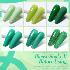 Born Pretty forest green gel polish creates a luxurious, nature-inspired look.