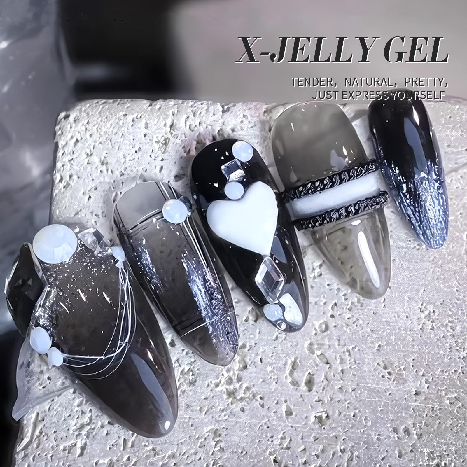 Born Pretty jelly black gel nail polish jelly texture enables buildable color from transparent to opaque.