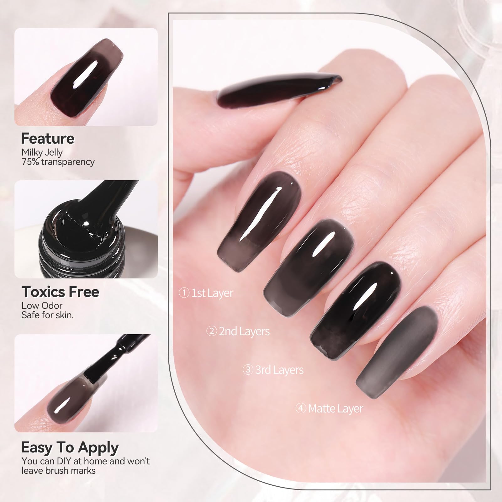 Born Pretty jelly black gel nail polish ideal for Halloween spider nail art.