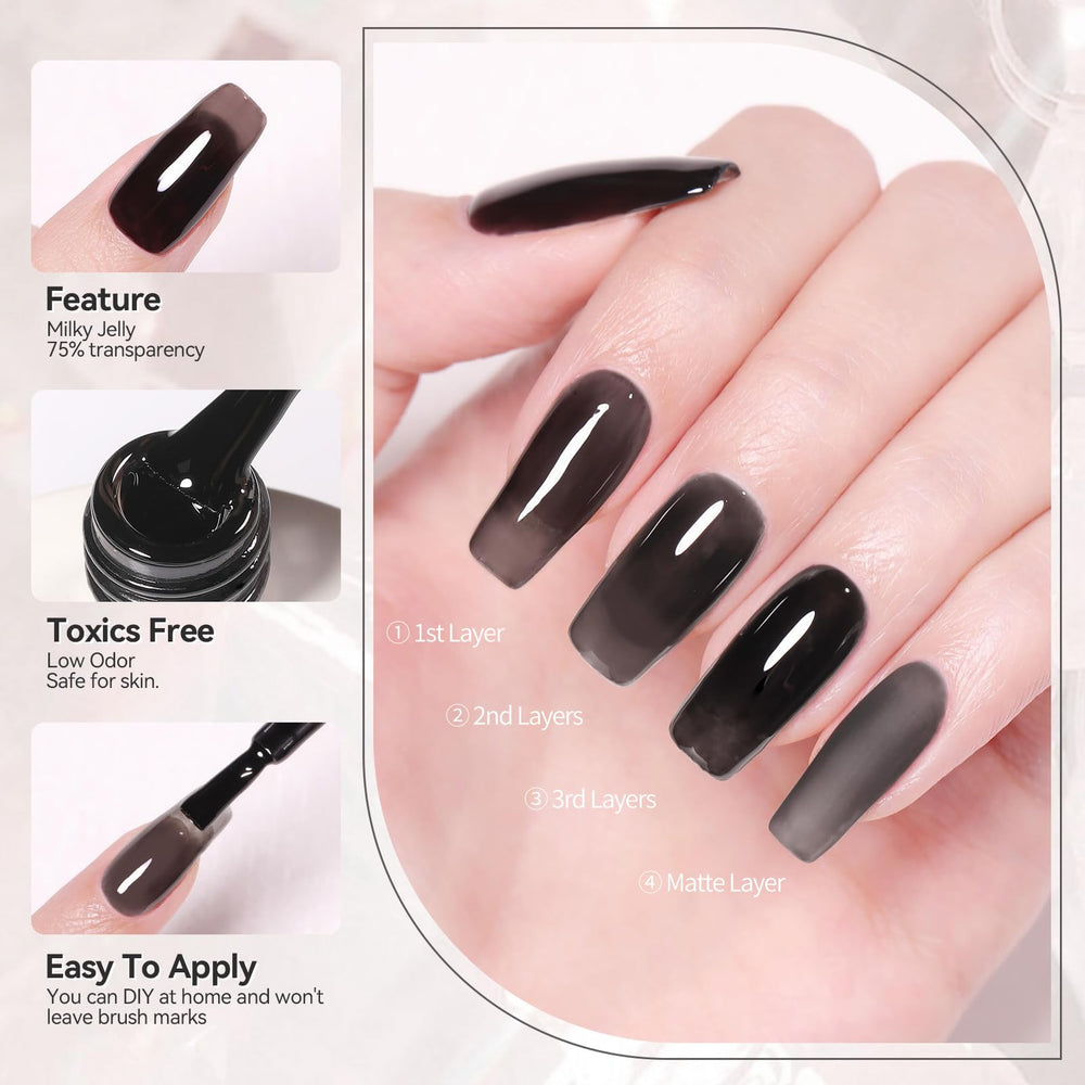 Born Pretty jelly black gel nail polish ideal for Halloween spider nail art.