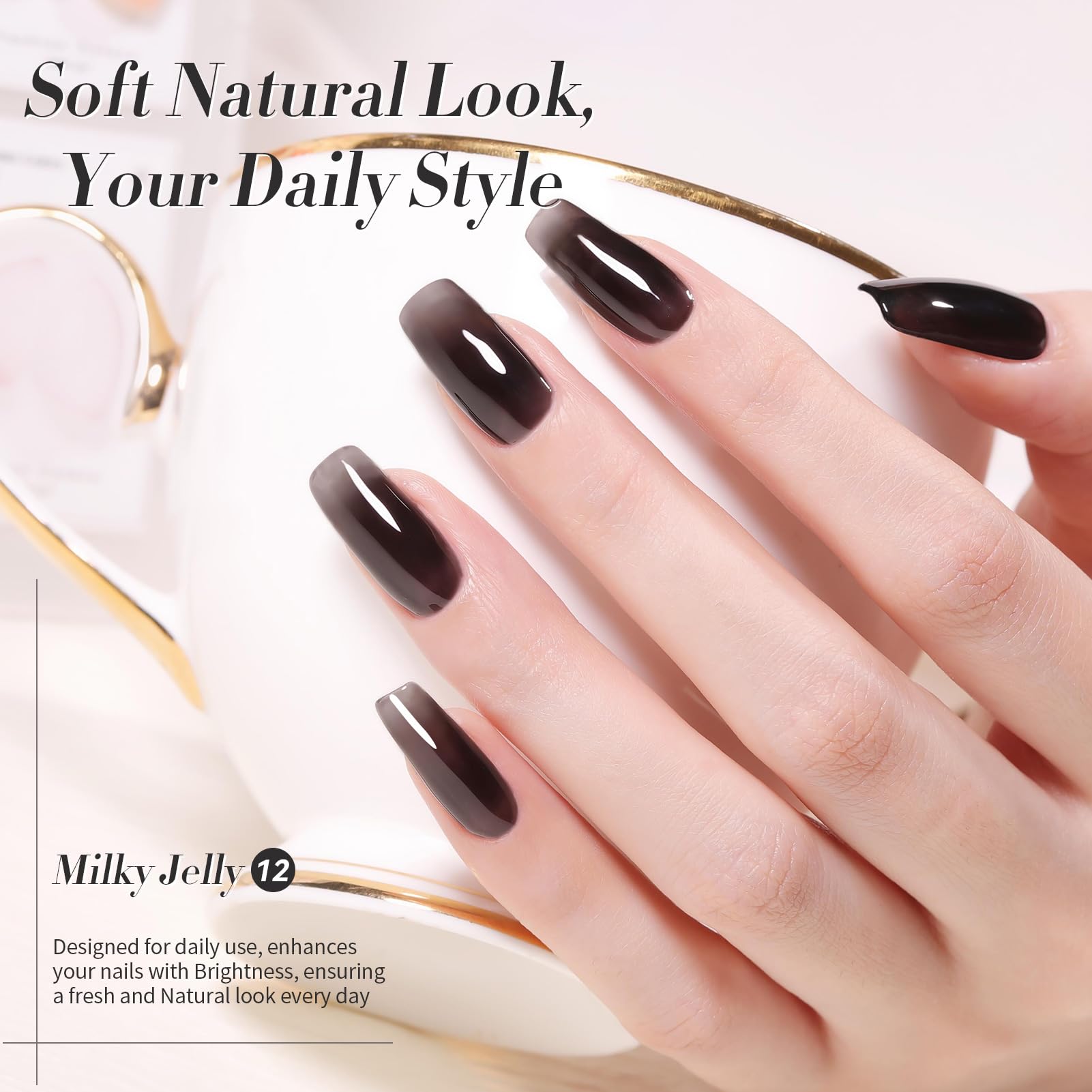 Born Pretty jelly black gel nail polish provides long-wear up to 21+ days with base and top coat.