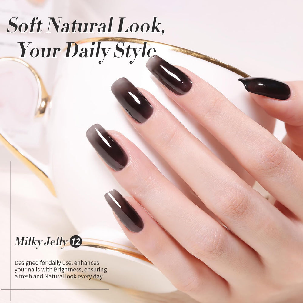 Born Pretty jelly black gel nail polish provides long-wear up to 21+ days with base and top coat.
