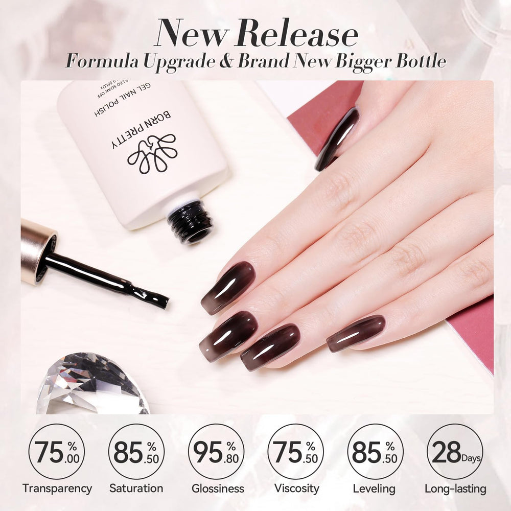 Born Pretty jelly black gel nail polish has a low-odor formula for comfortable wear.