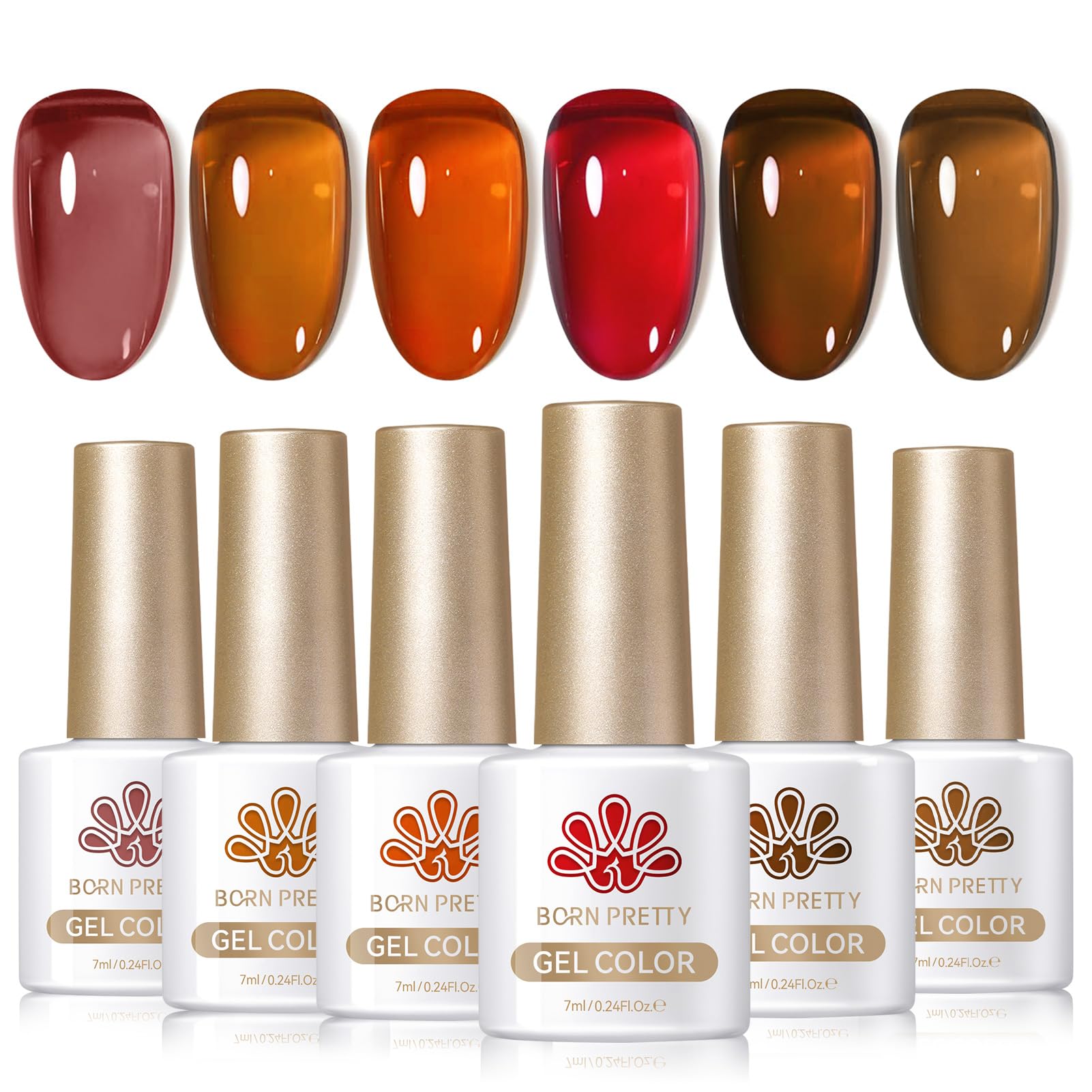 Born Pretty jelly gel amber nail polish with warm translucent finish for amber nails