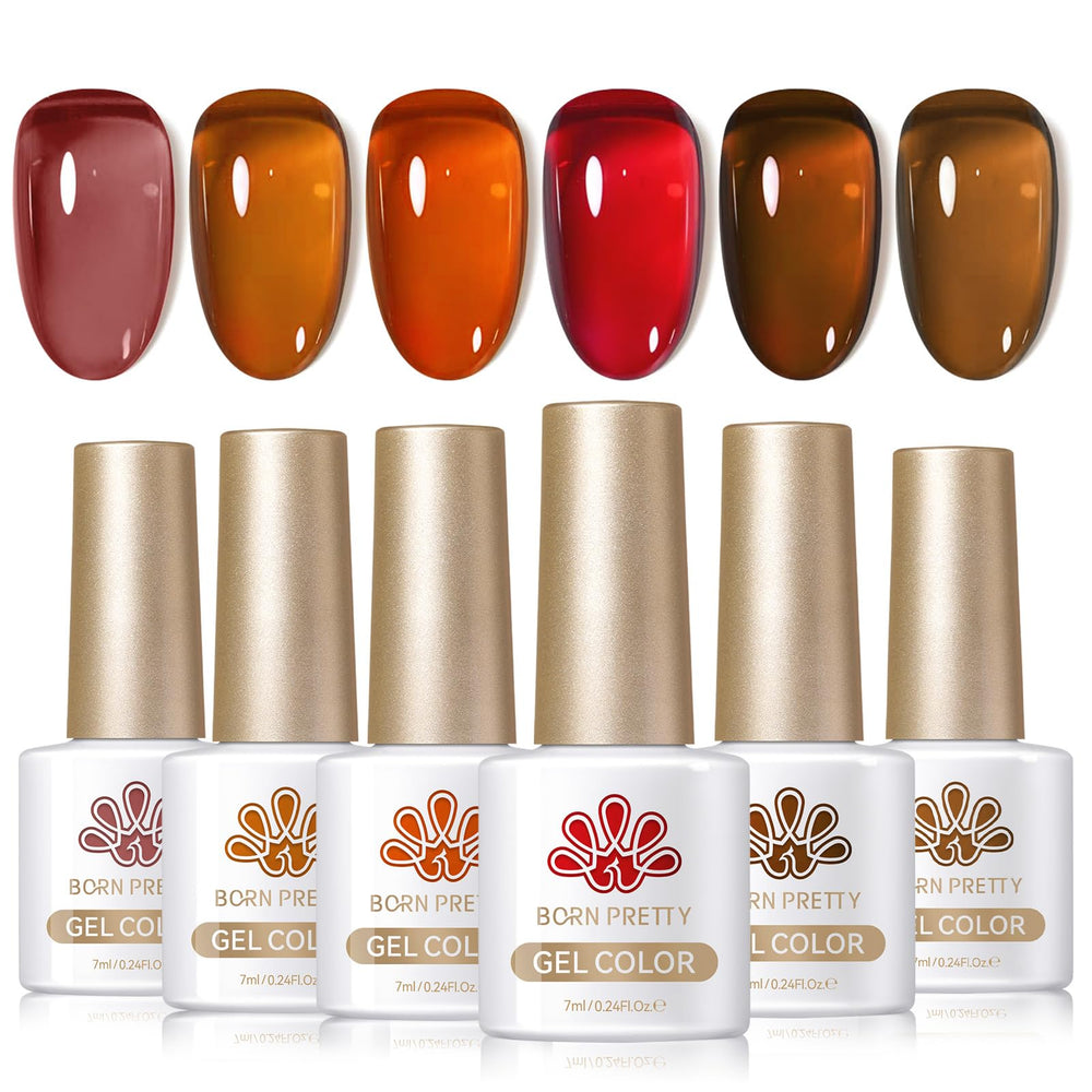 Born Pretty jelly gel amber nail polish with warm translucent finish for amber nails