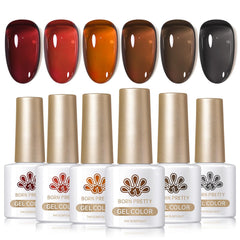Born Pretty jelly gel amber crystal brown swatch for warm fall manicure