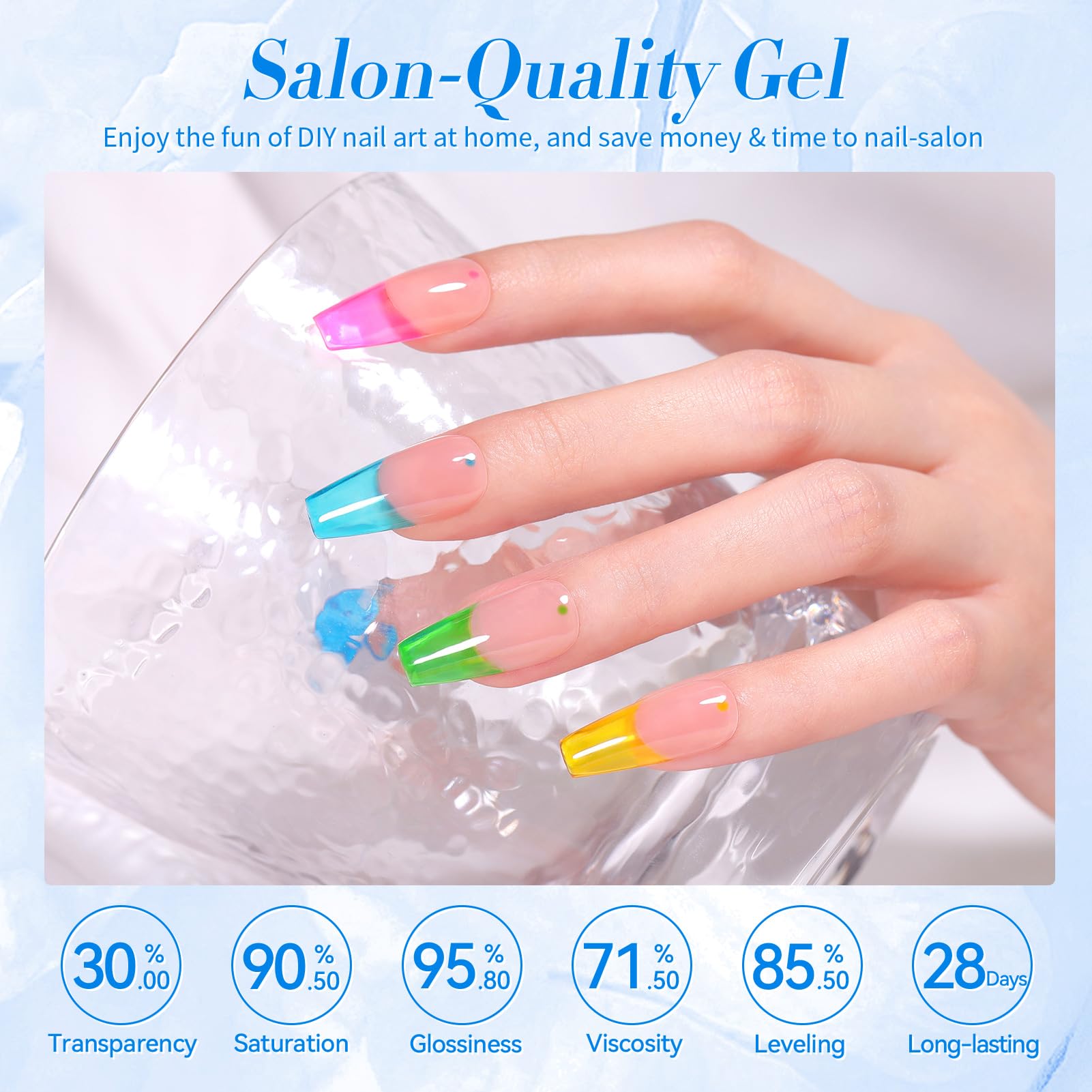 Born Pretty neon-ice jelly polish showing layered glassy effect