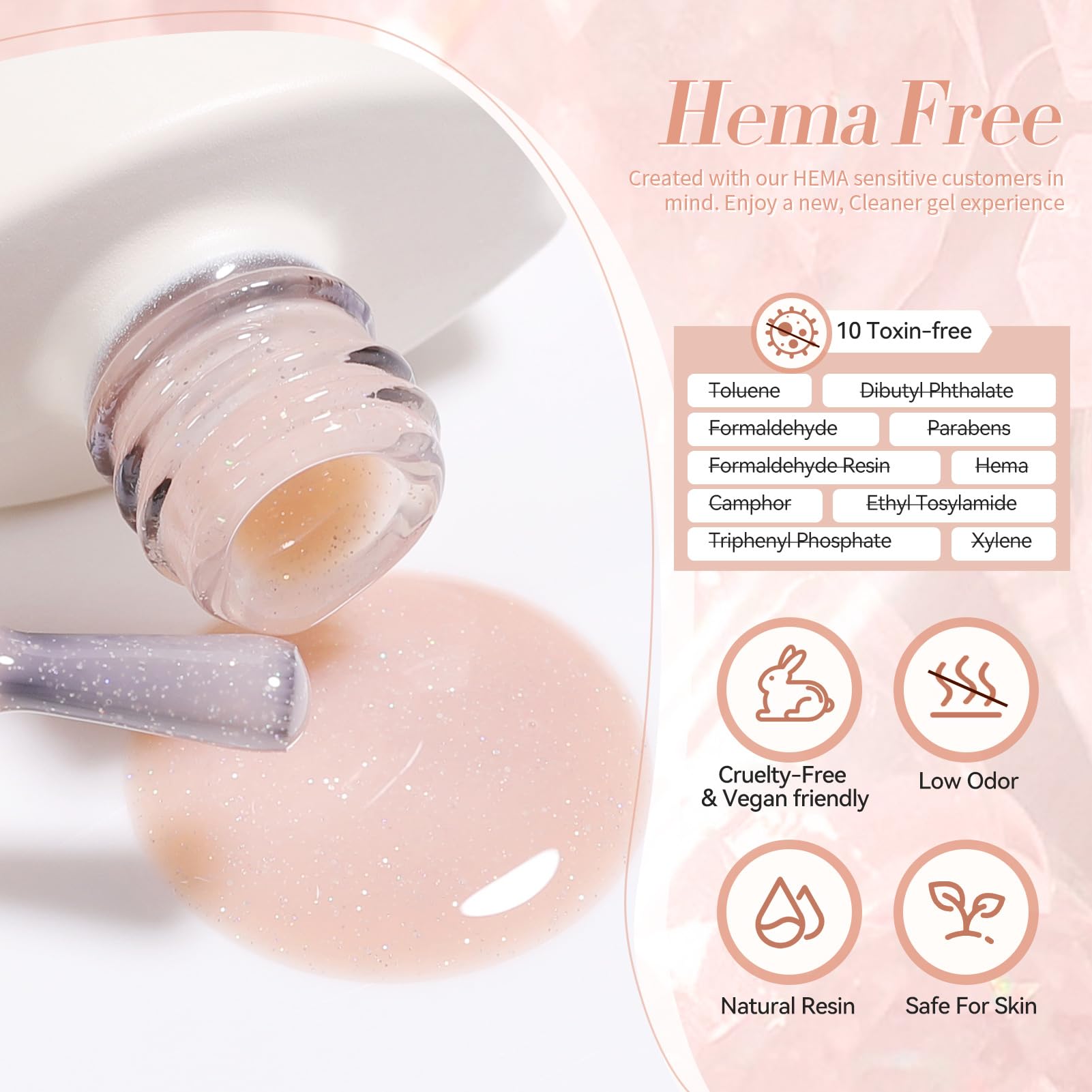 Born Pretty jelly gel nail polish nude pink layering builds depth with coats.