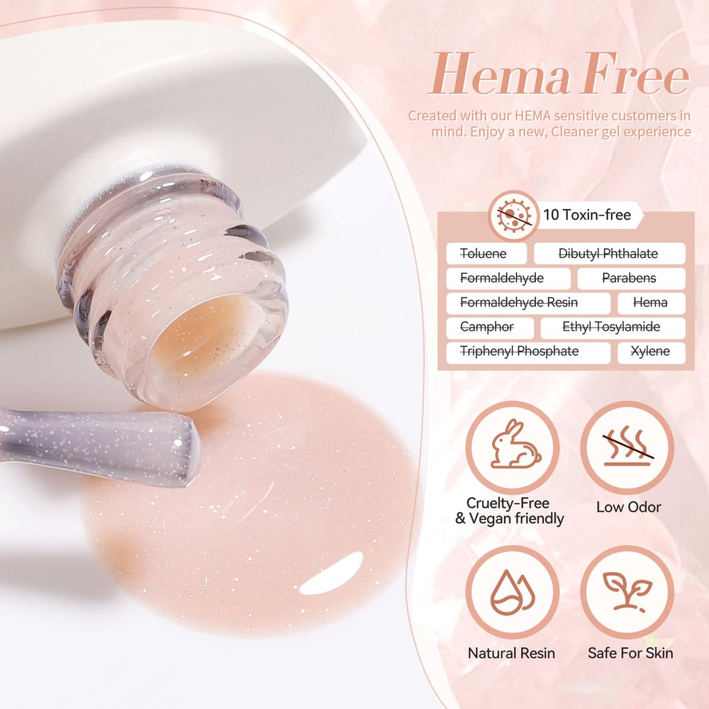 Born Pretty jelly gel nail polish nude pink layering builds depth with coats.