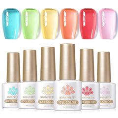 Born Pretty jelly gel nail polish set in blue pastel for a glassy finish