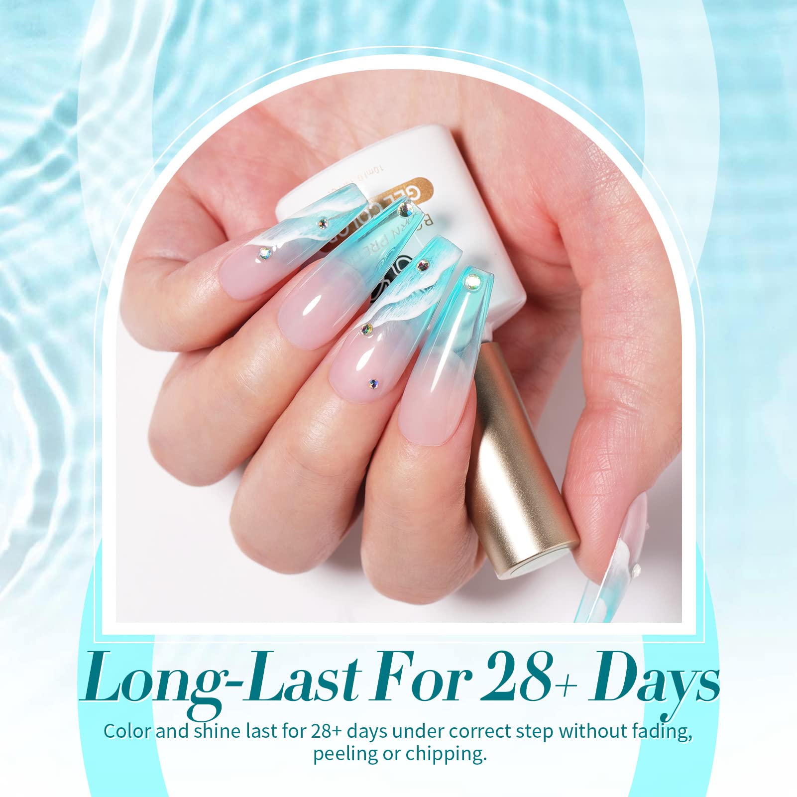 Born Pretty jelly gel nail polish set in green pastel for a delicate look