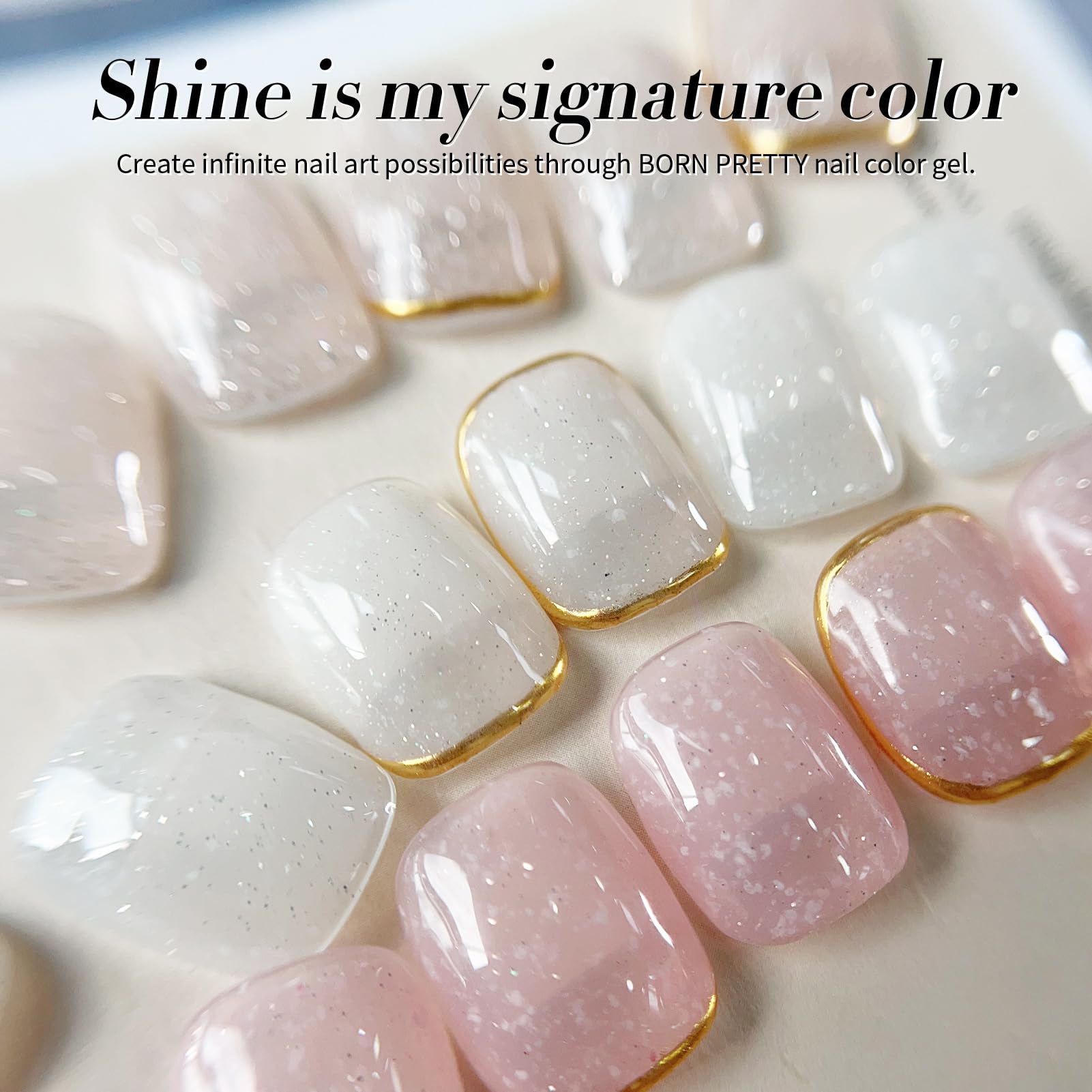 Born Pretty Jelly Gel Nail Polish snow glitter sequin close up adds festive sparkle