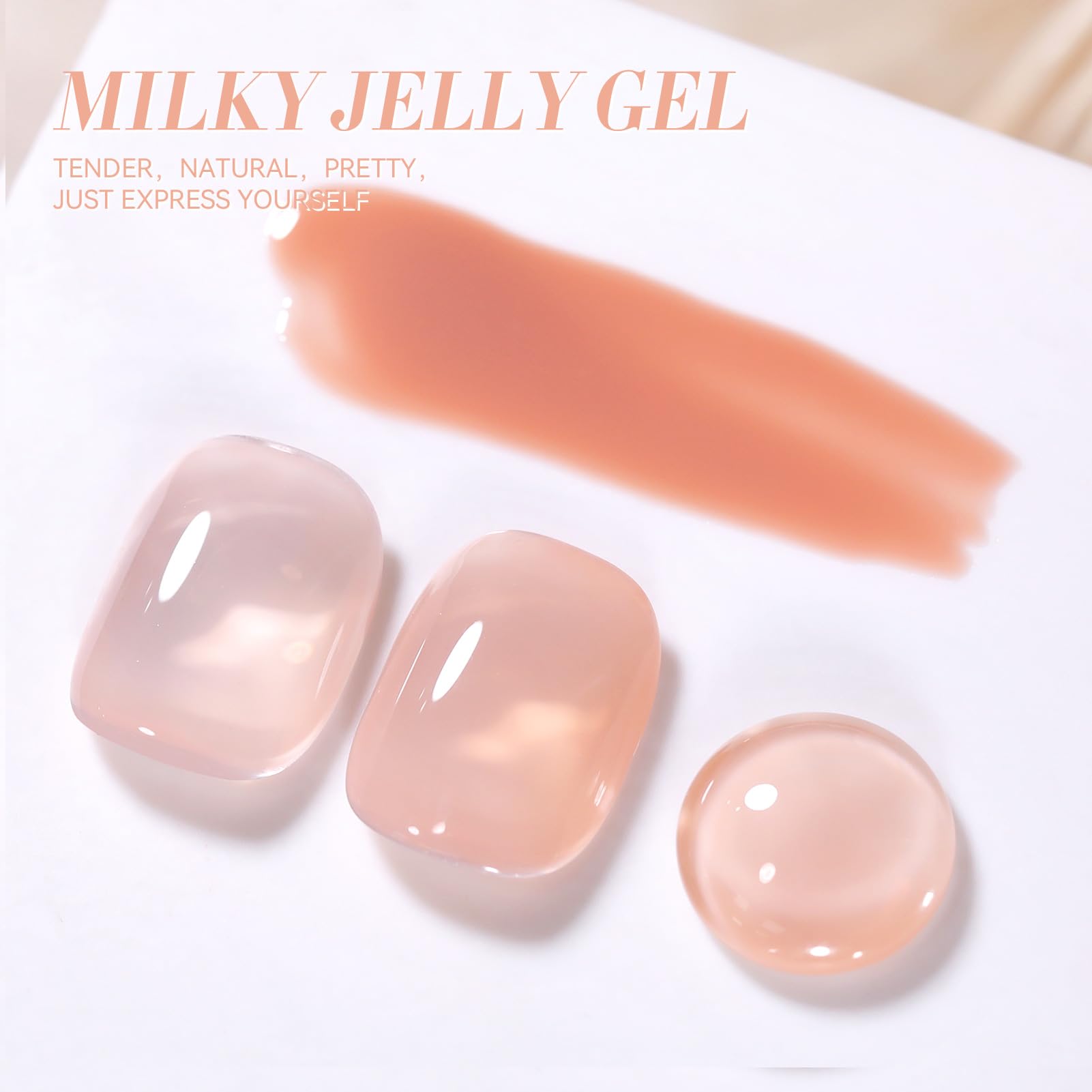 Born Pretty Jelly Nude swatches display buildable opacity from sheer to solid.