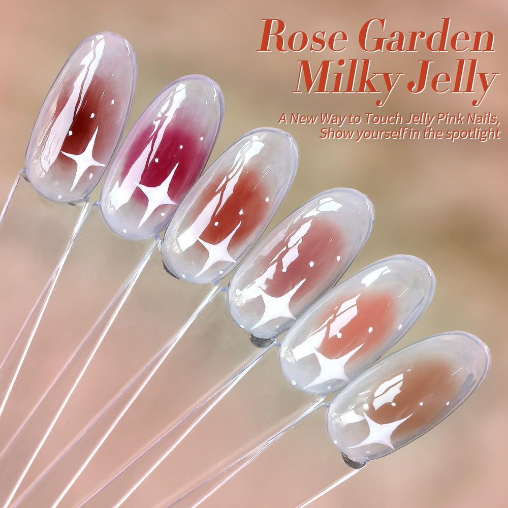 Born Pretty nude translucent swatch highlights milky polish for subtle nails.