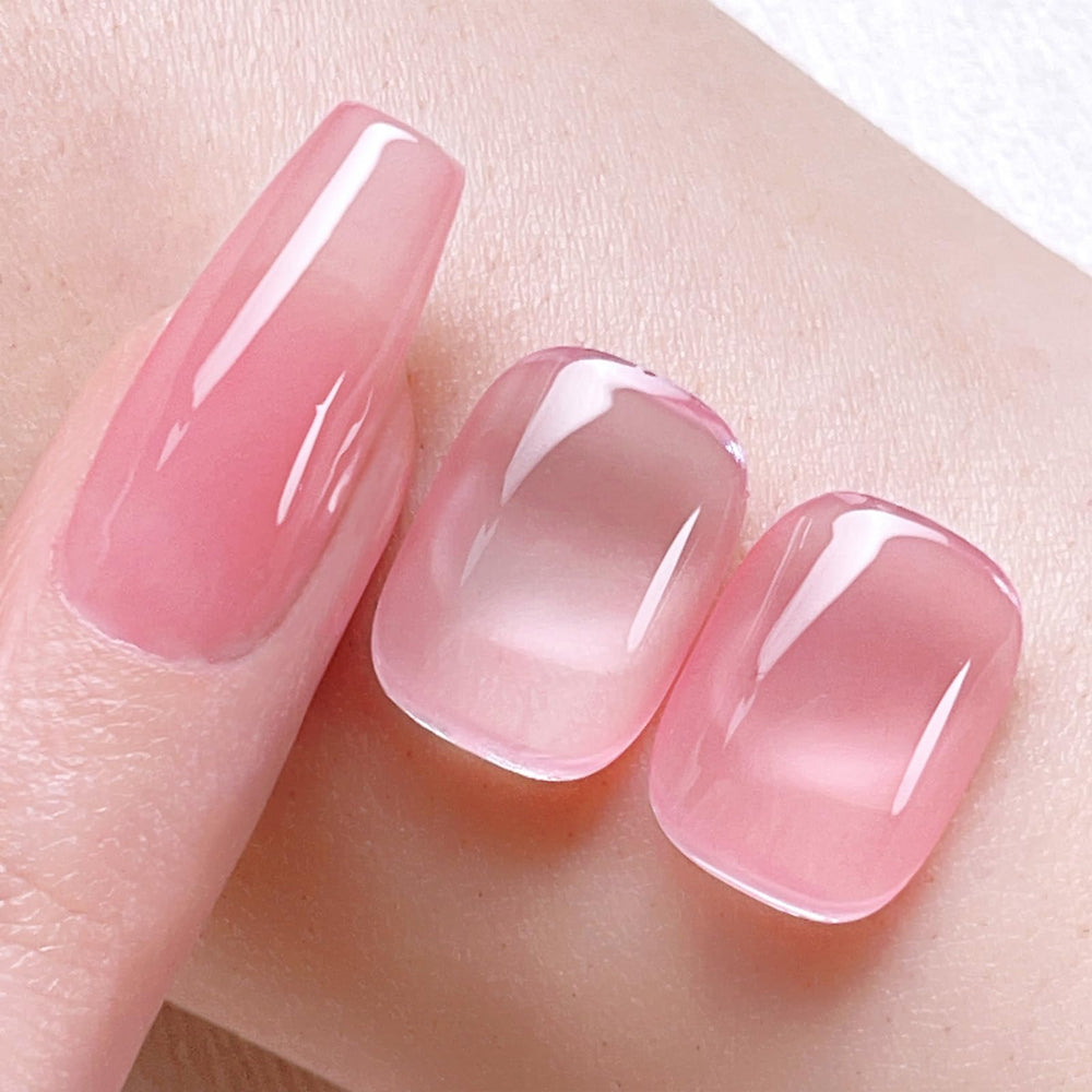 Born Pretty jelly pink gel nail polish wear test highlights long-lasting gloss.