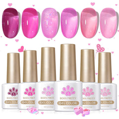 Born Pretty jelly pink nail polish set with glassy finish for elegant nails