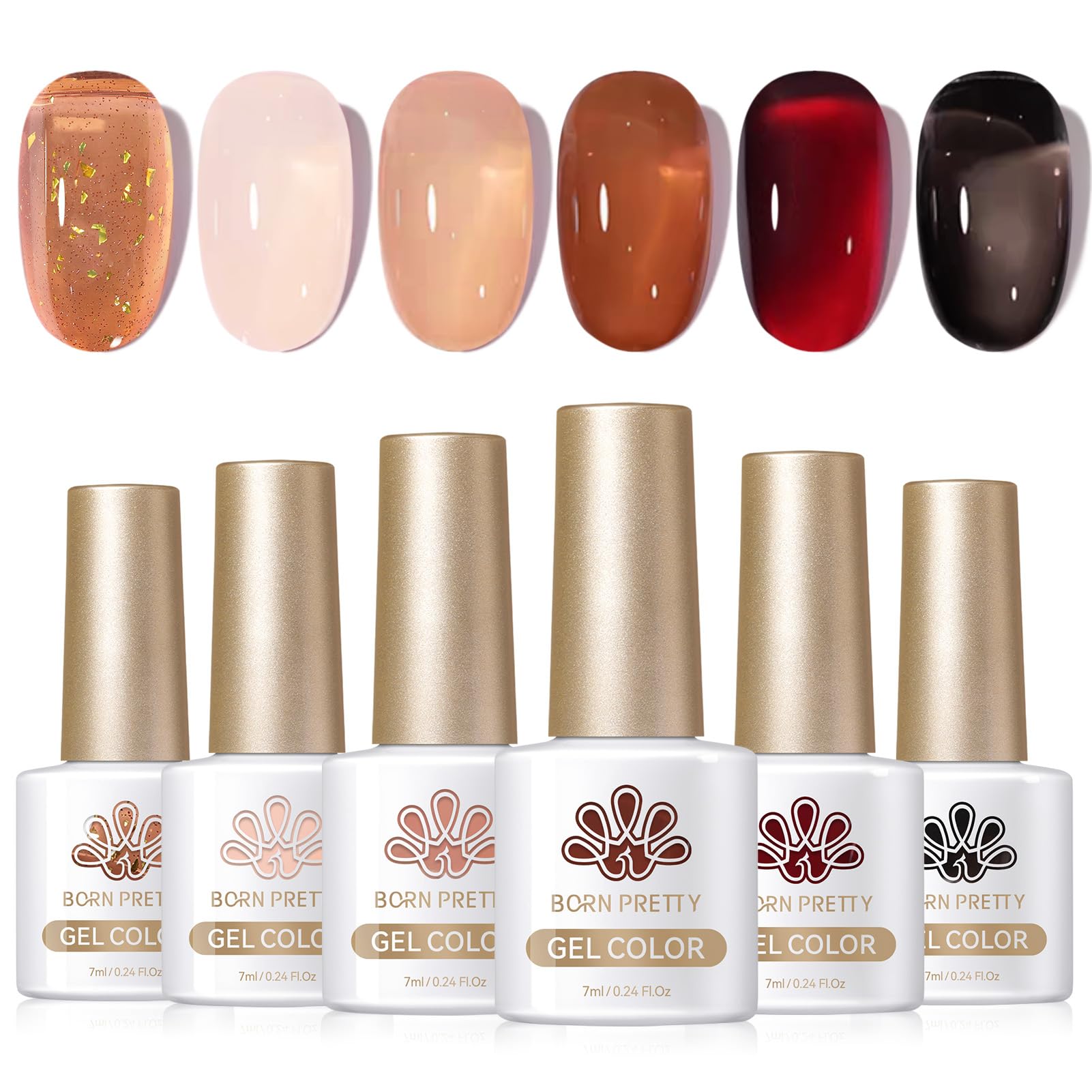 Born Pretty jelly polish brown shade for chic autumn nails with a semi-transparent finish.