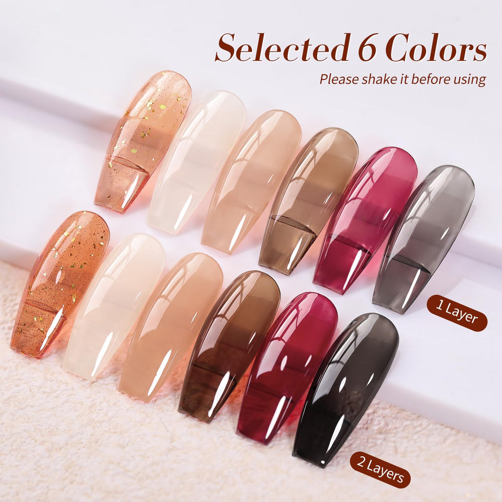 Born Pretty nude milky jelly polish provides sheer to opaque options for natural-looking nails.