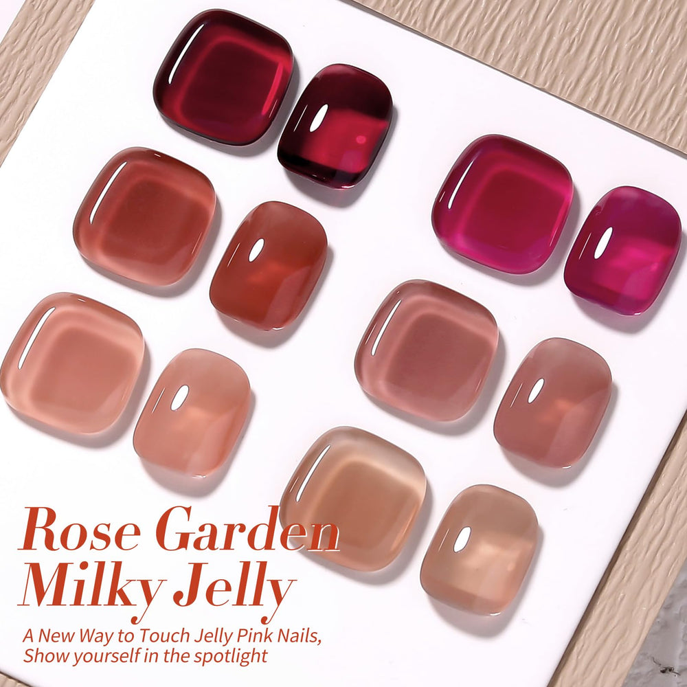 Born Pretty jelly swatch on nail demonstrates translucent wine shade for layered effects.