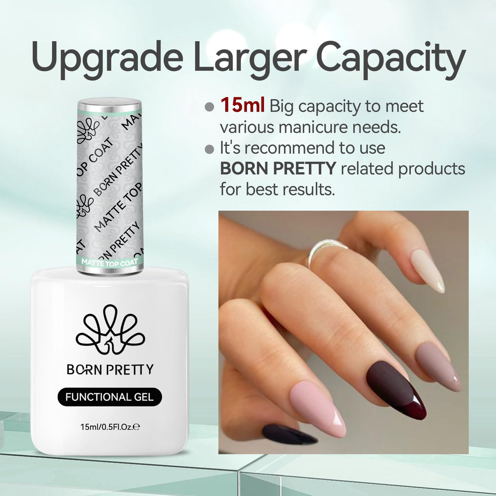 Low-odor Born Pretty gel top coat for healthier manicure sessions