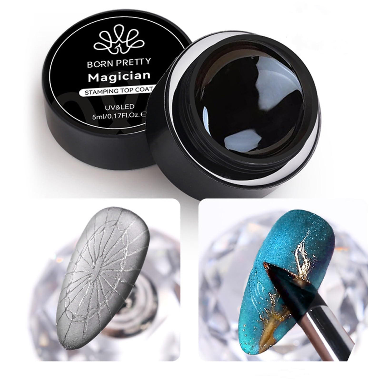 Born Pretty Magician Stamping Top Gel bottle closeup showing a glossy finish.