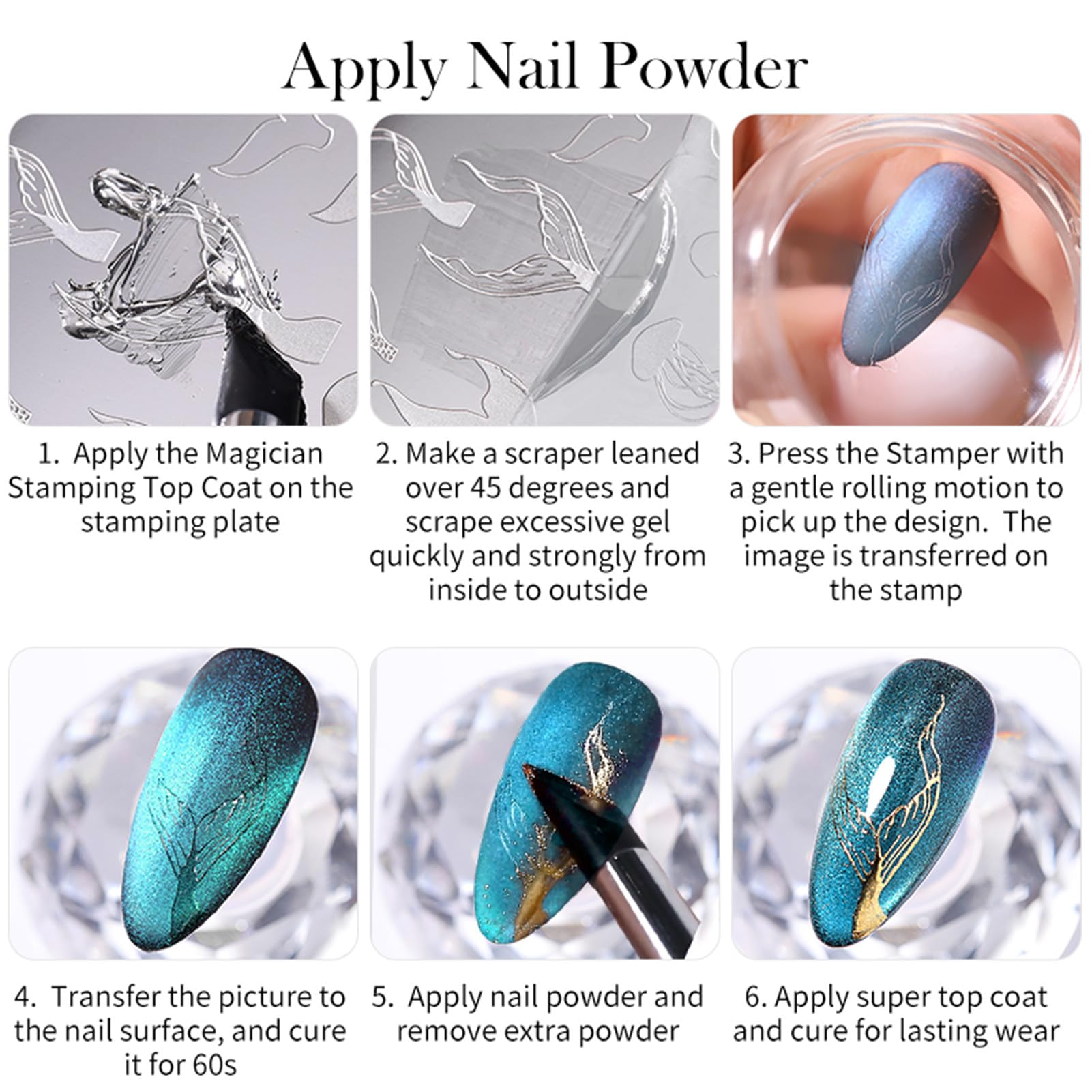 Crystal clear top coat over nail art delivering a silky shine.