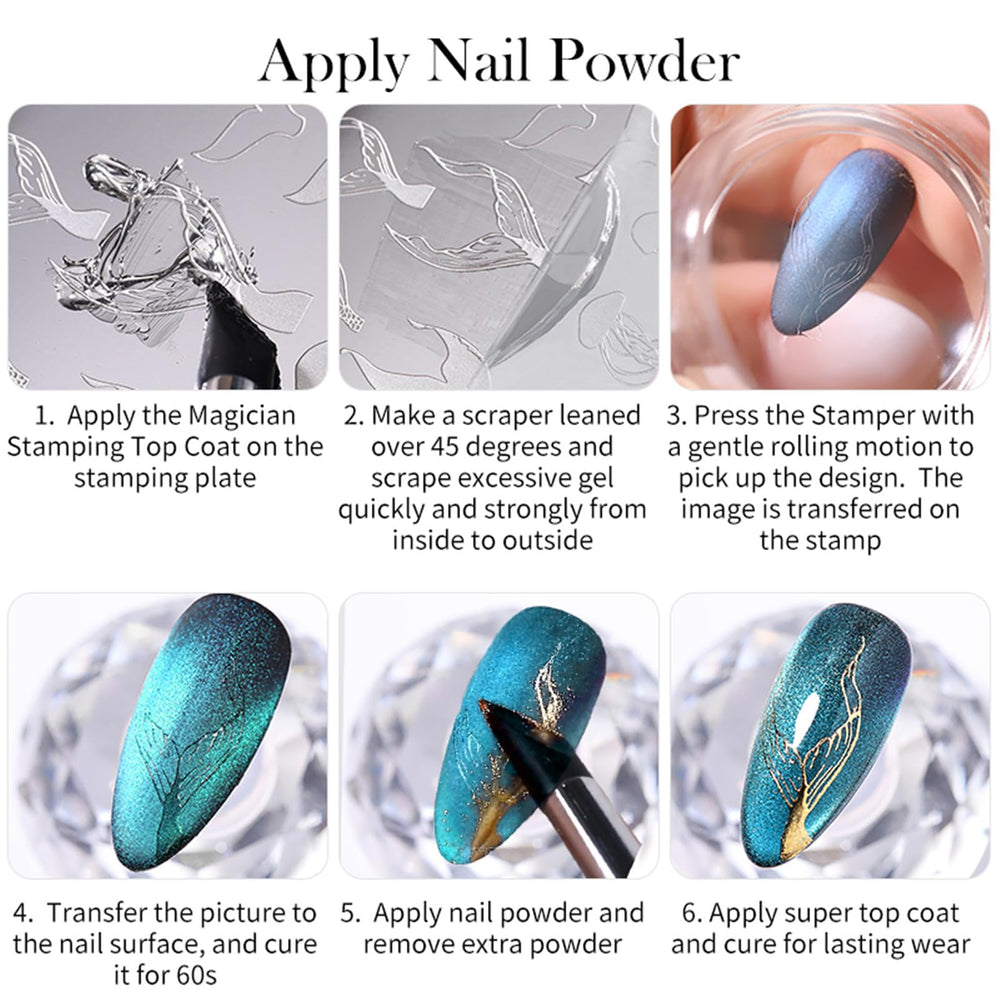 Crystal clear top coat over nail art delivering a silky shine.