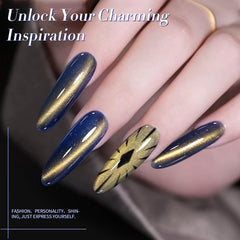 Magnetic shimmer detail on Born Pretty gel for dynamic nail art.