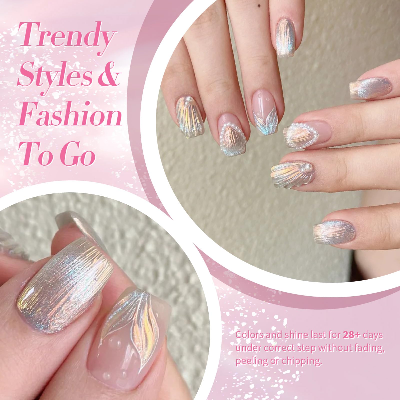 Born Pretty Mermaid Pearl Gel Nail Polish highlights mermaid shimmer on nails.