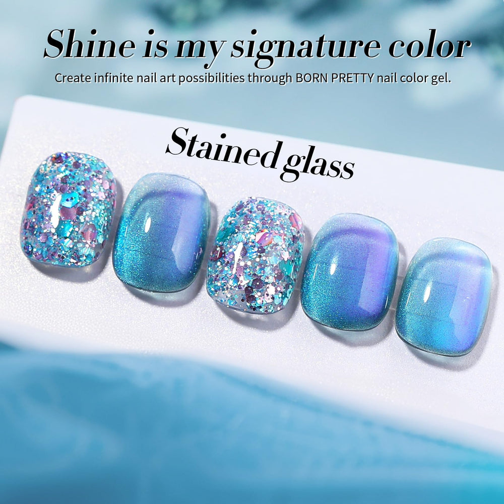 Born Pretty multicolor sequins swatch shows dazzling light-reflective effects