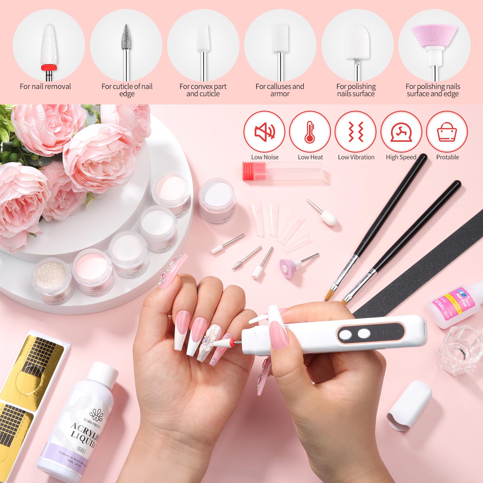 Born Pretty nail drill included saves time with professional-like prep